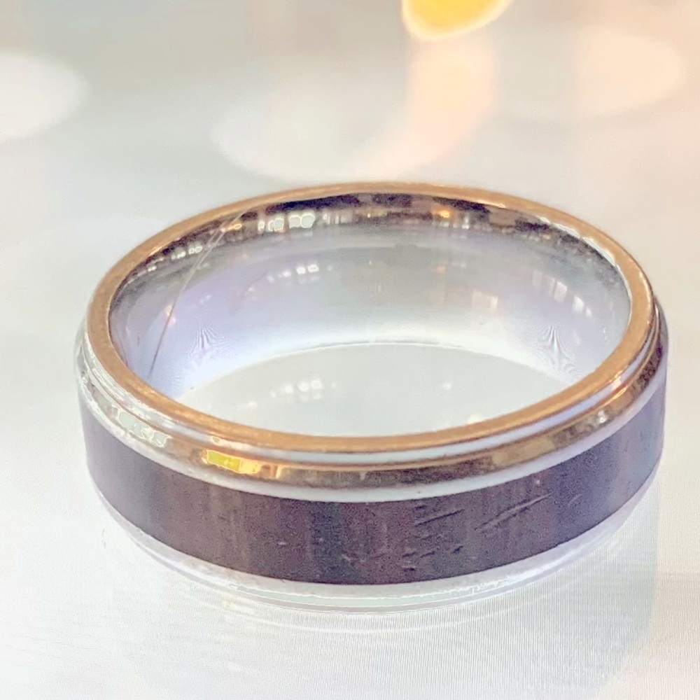 SALE! Men’s Steel&Petrified Wood Ring sz 12